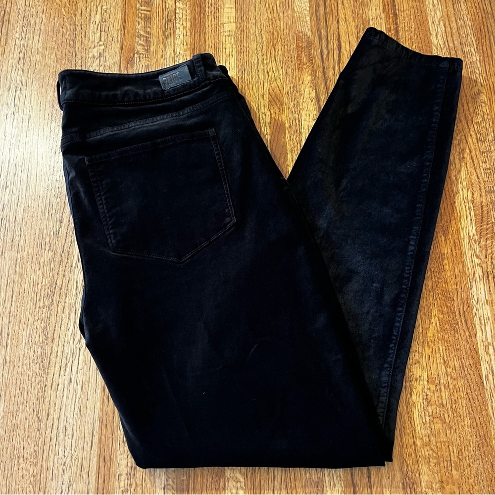 Paige Verdugo Women's Black Velvet Overdyed Ultra Skinny Jeans Pants Size 31